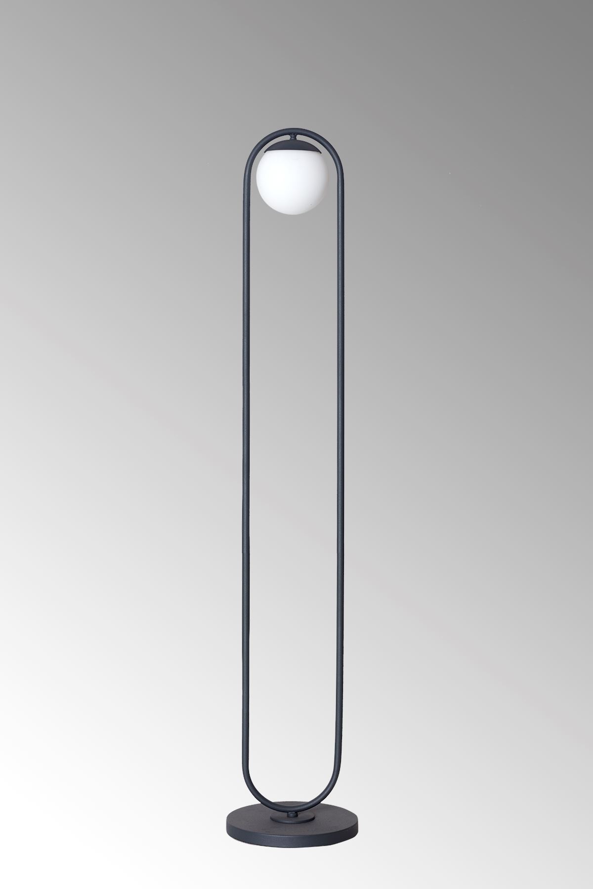 Zenga Antrasit Metal Gövde Beyaz Camlı Tasarım Lüx Yerden Aydınlatma Lambader
