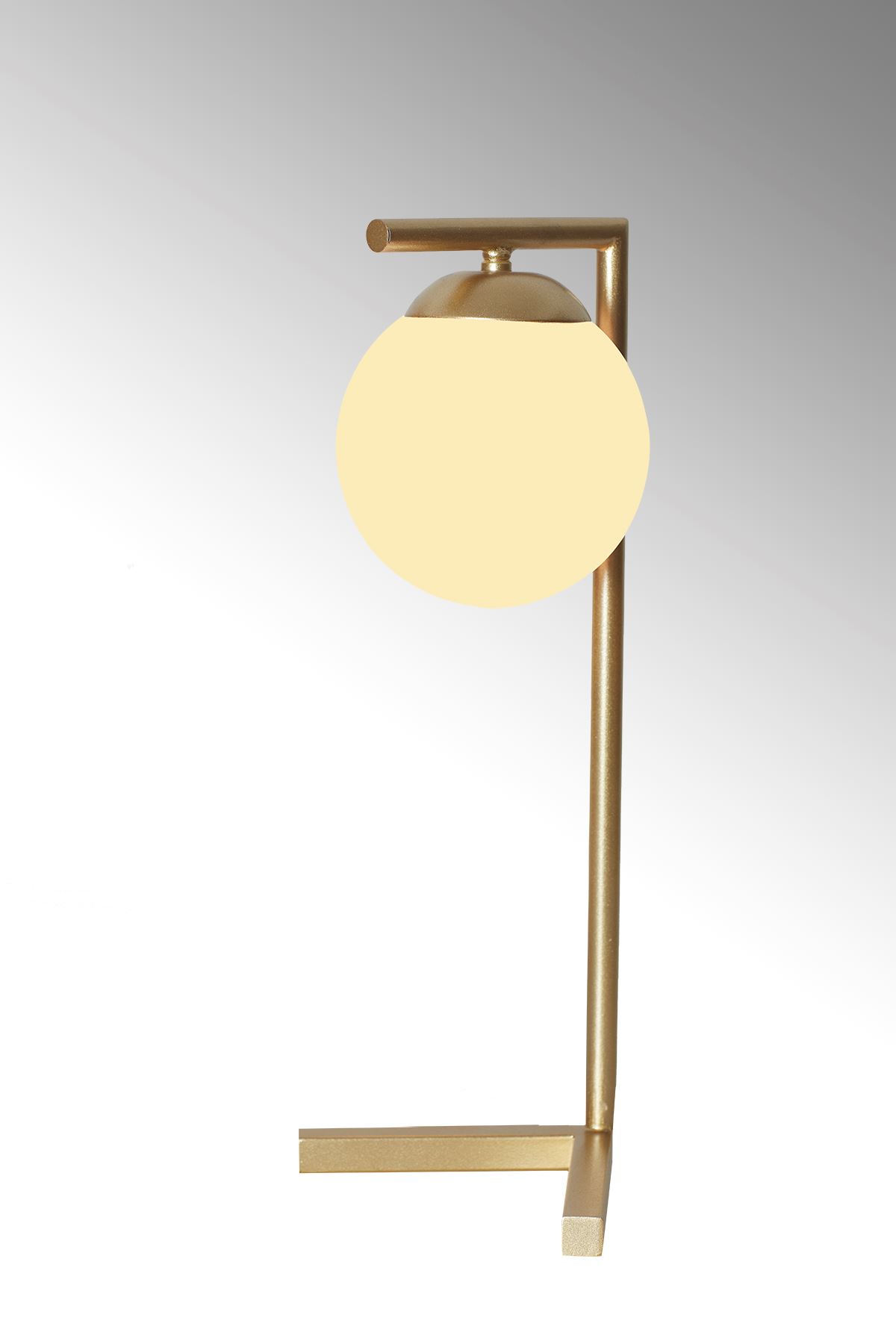 Linda Sarı Metal Gövde Beyaz Camlı Tasarım Lüx Masa Lambası
