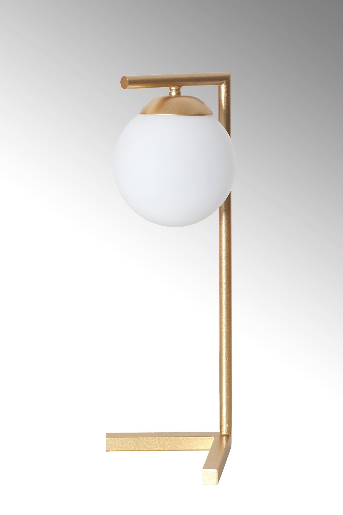 Linda Sarı Metal Gövde Beyaz Camlı Tasarım Lüx Masa Lambası