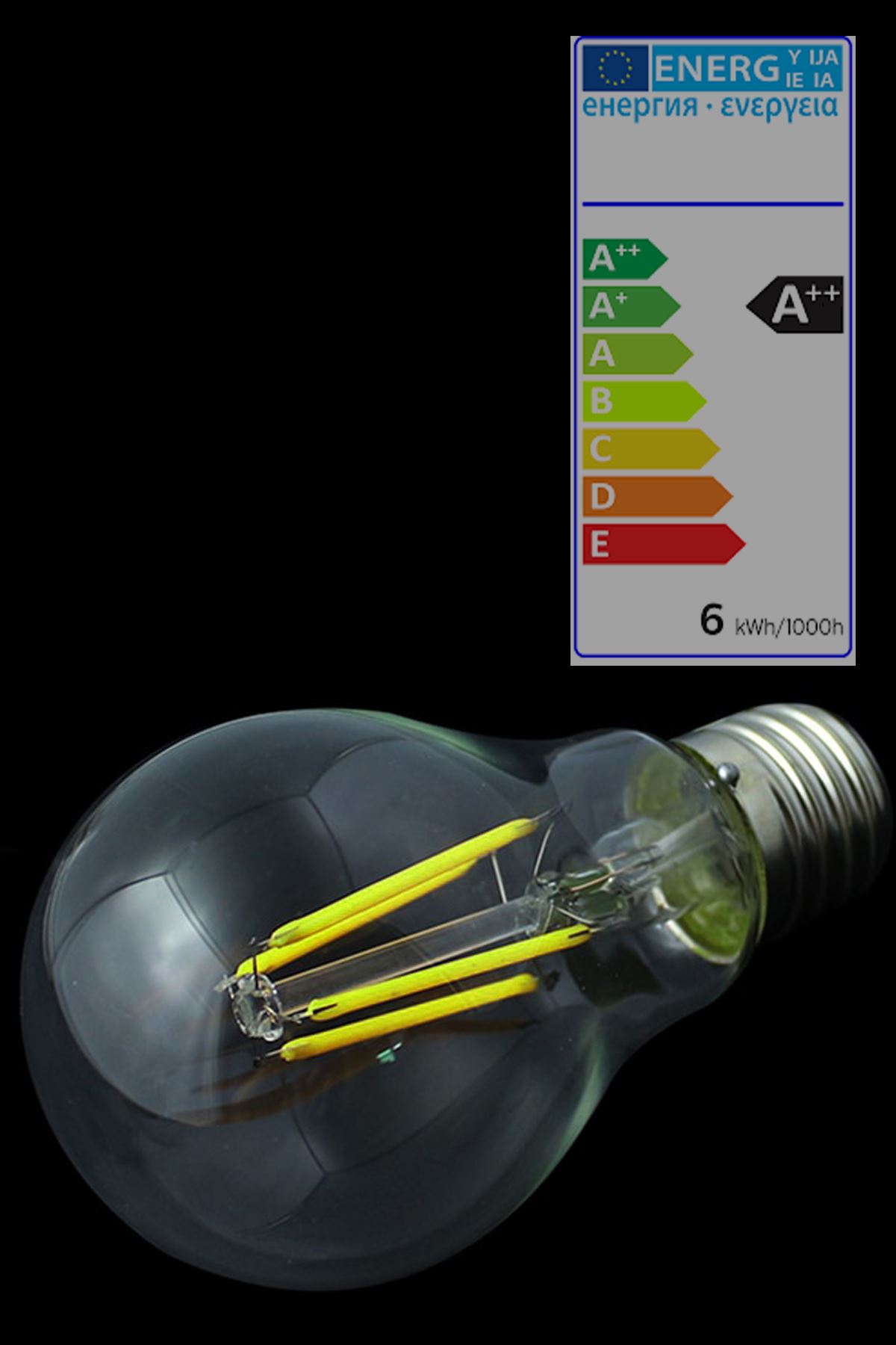 HEKA  E27  6 Watt Beyaz Işık Standart Tip Filament Edison Tip Rustik LED Ampül