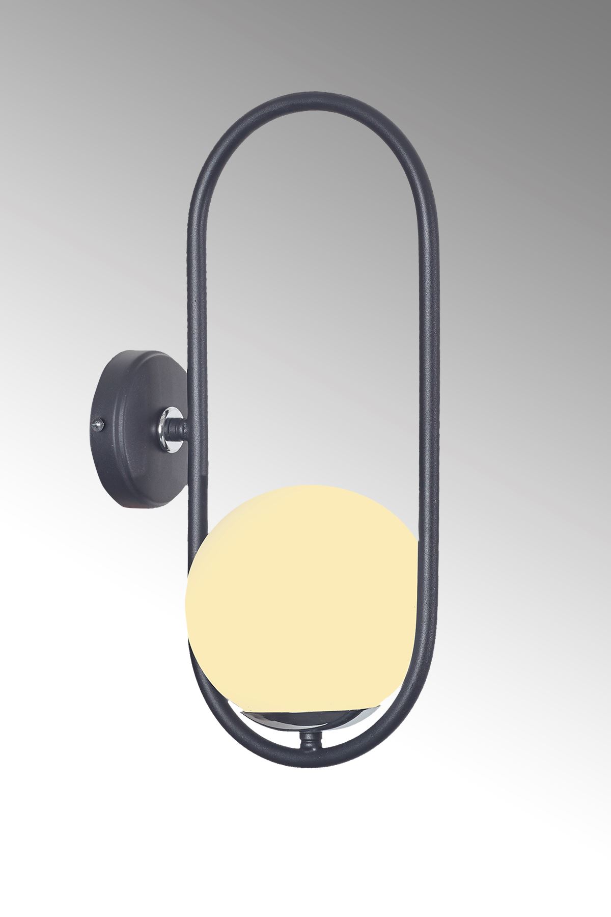 Zenga Siyah-Krom Metal Gövde Beyaz Camlı Tasarım  Lüx Aplik