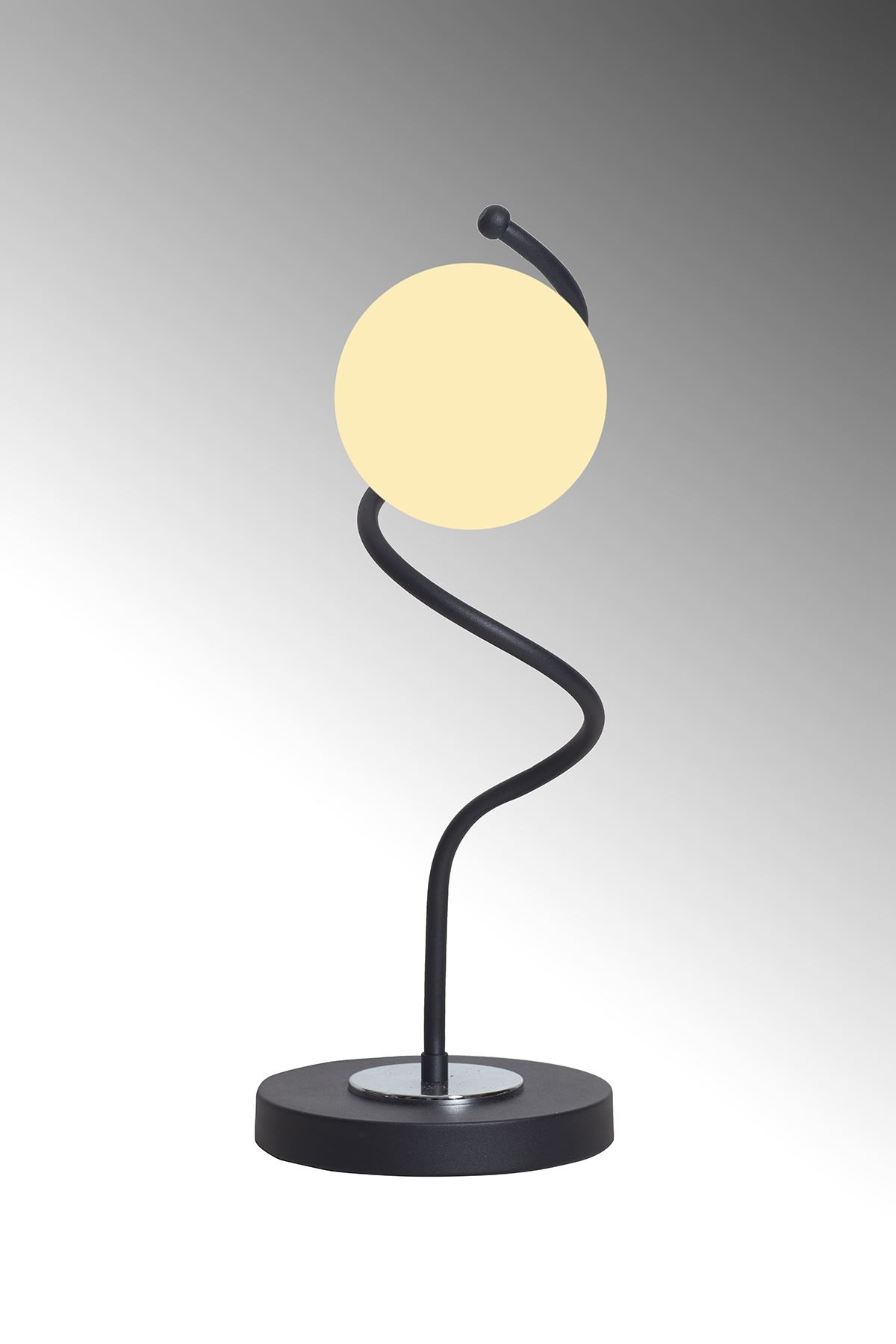 Nora Siyah-Krom Metal Gövde Beyaz Camlı Tasarım Lüx Masa Lambası