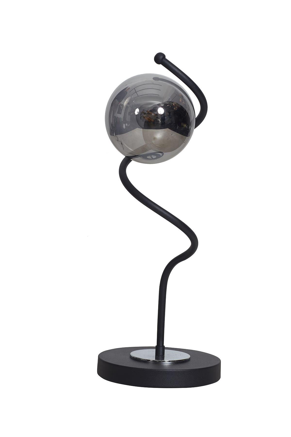 Nora  Siyah-Krom Metal Gövde Füme Camlı Tasarım Lüx Masa Lambası