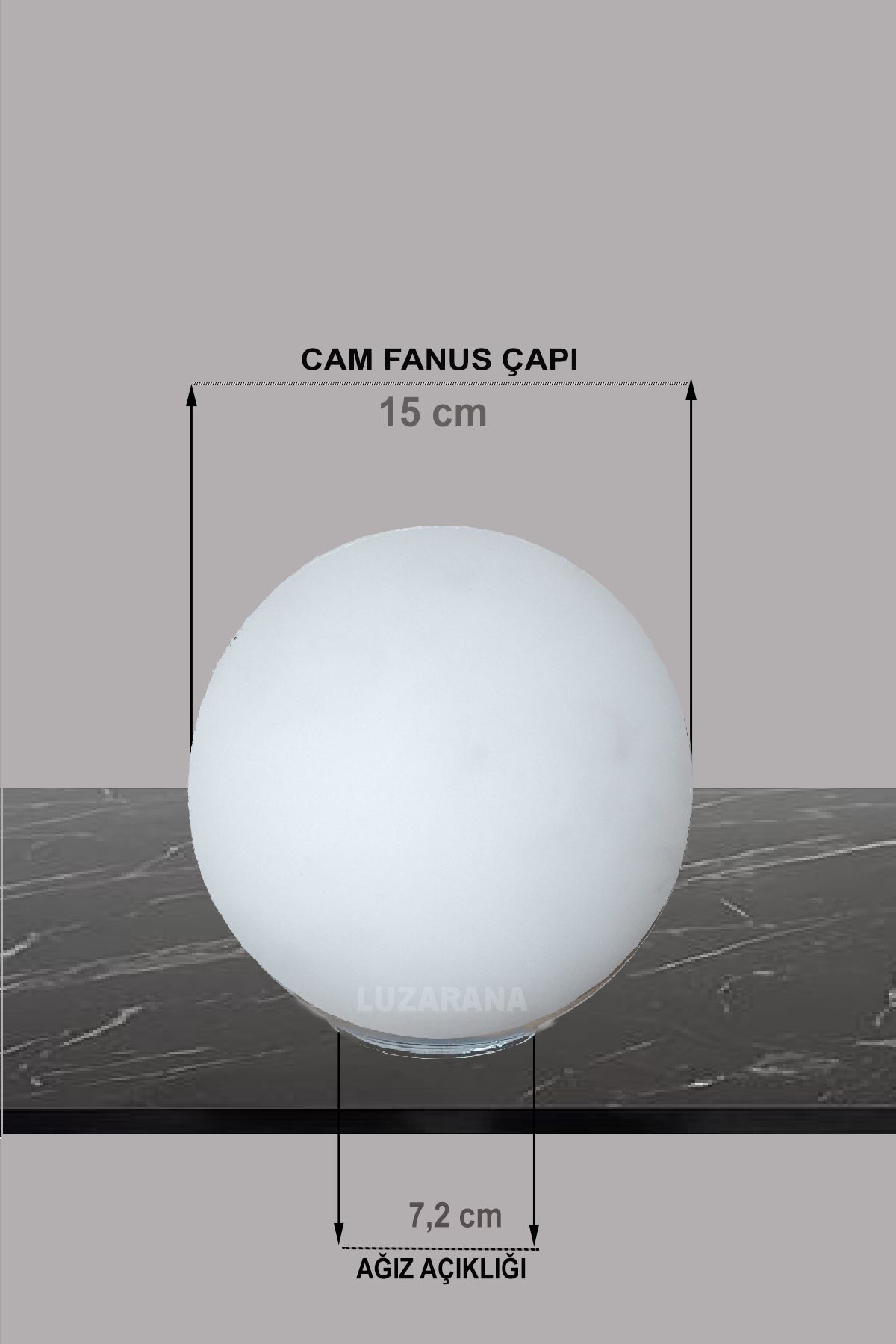 Luzarana Avize-Sarkıt-Lambader 15cm Cam Fanus  (Beyaz Renk)