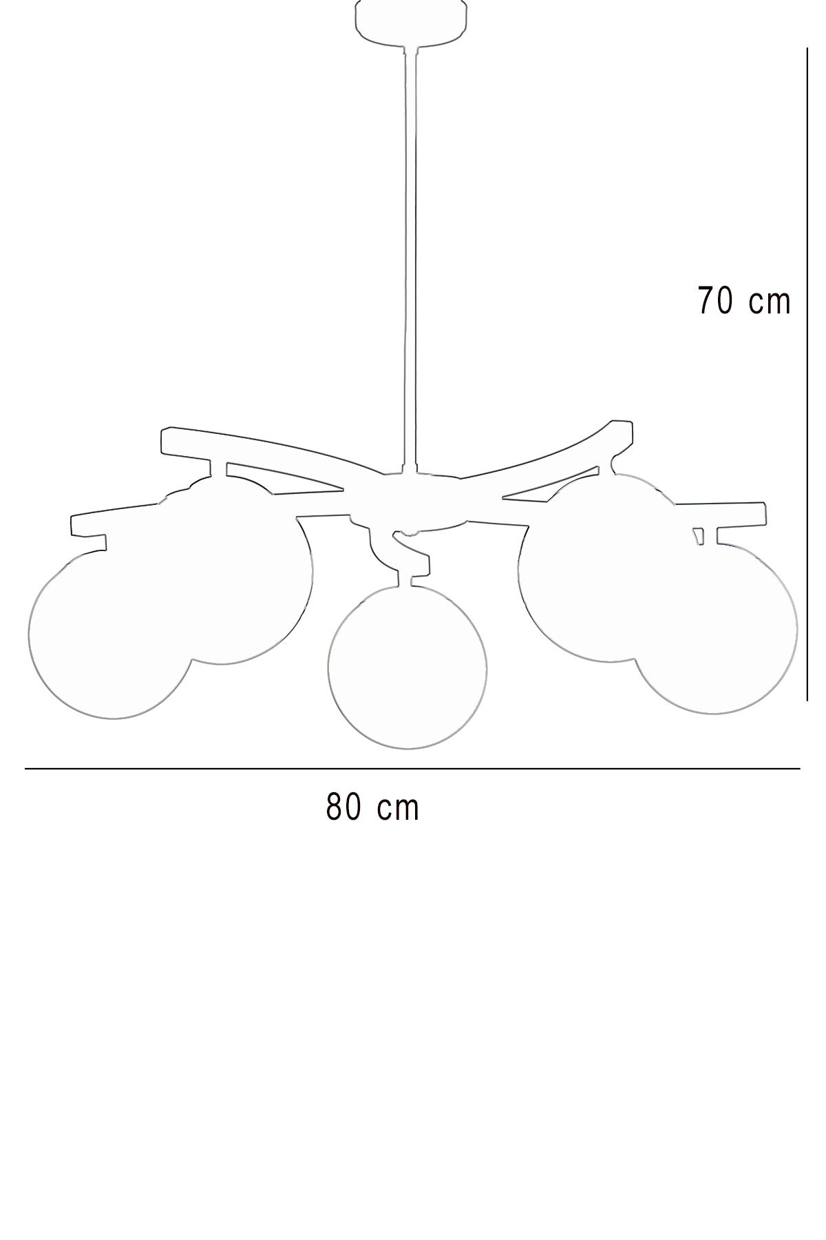 Lara 5 Li Krom-Siyah Metal Gövde Beyaz Camlı Tasarım Lüx  Avize