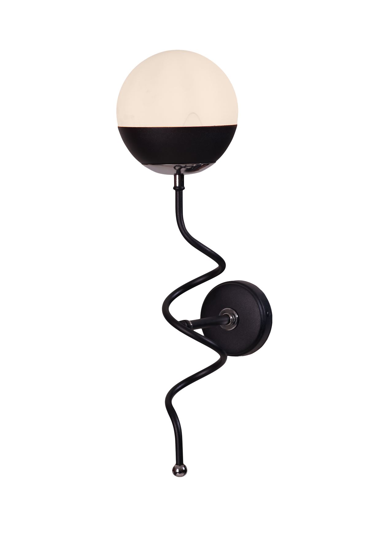 Stella Krom-Siyah Metal Gövde Beyaz Camlı  Tasarım Lüx  Aplik