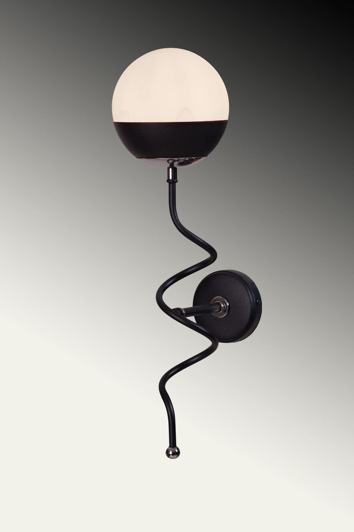 Stella Krom-Siyah Metal Gövde Beyaz Camlı  Tasarım Lüx  Aplik