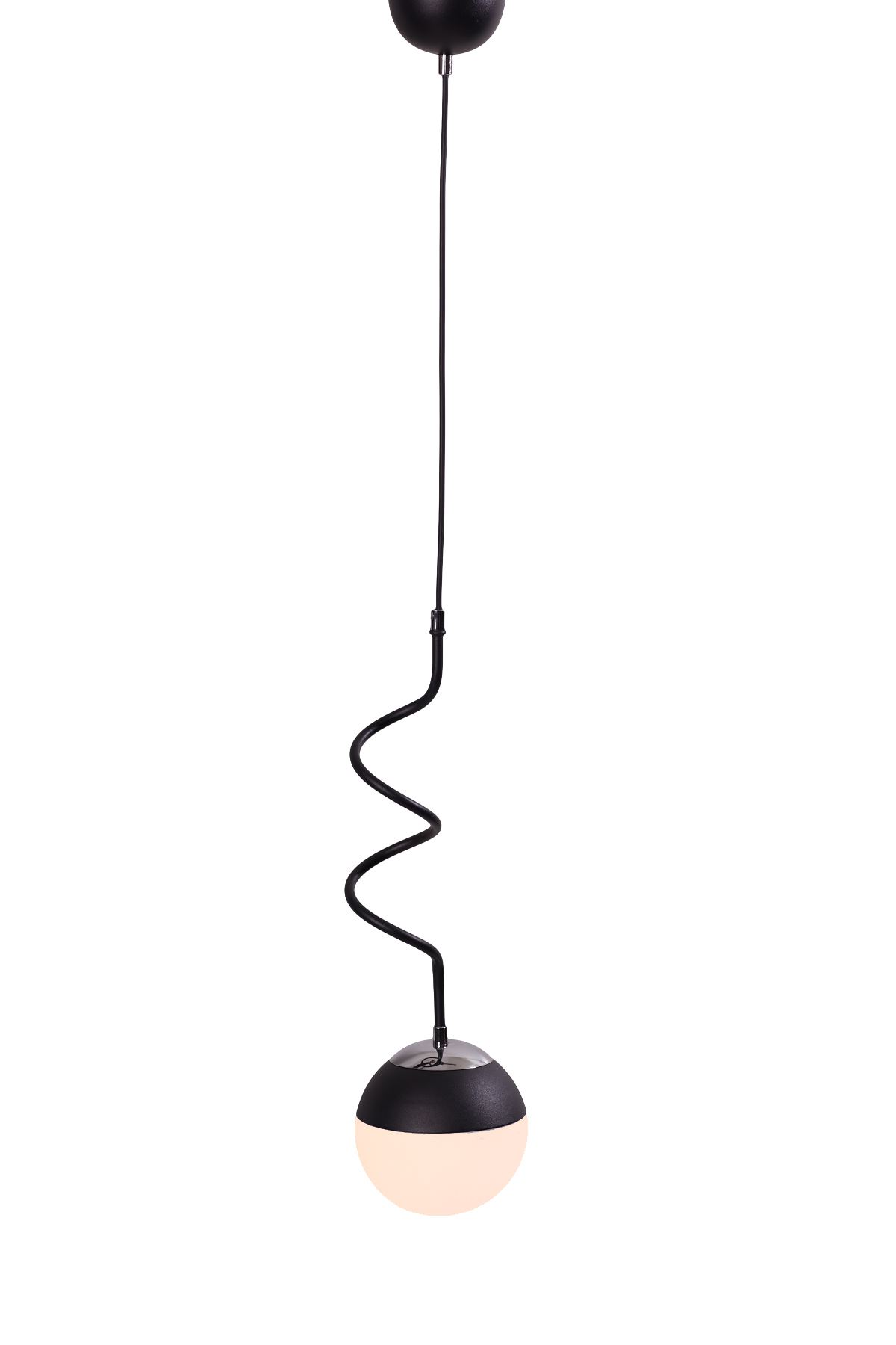 Stella Tekli Krom-Siyah Metal Gövde Beyaz Camlı  Tasarım Lüx  Sarkıt Avize