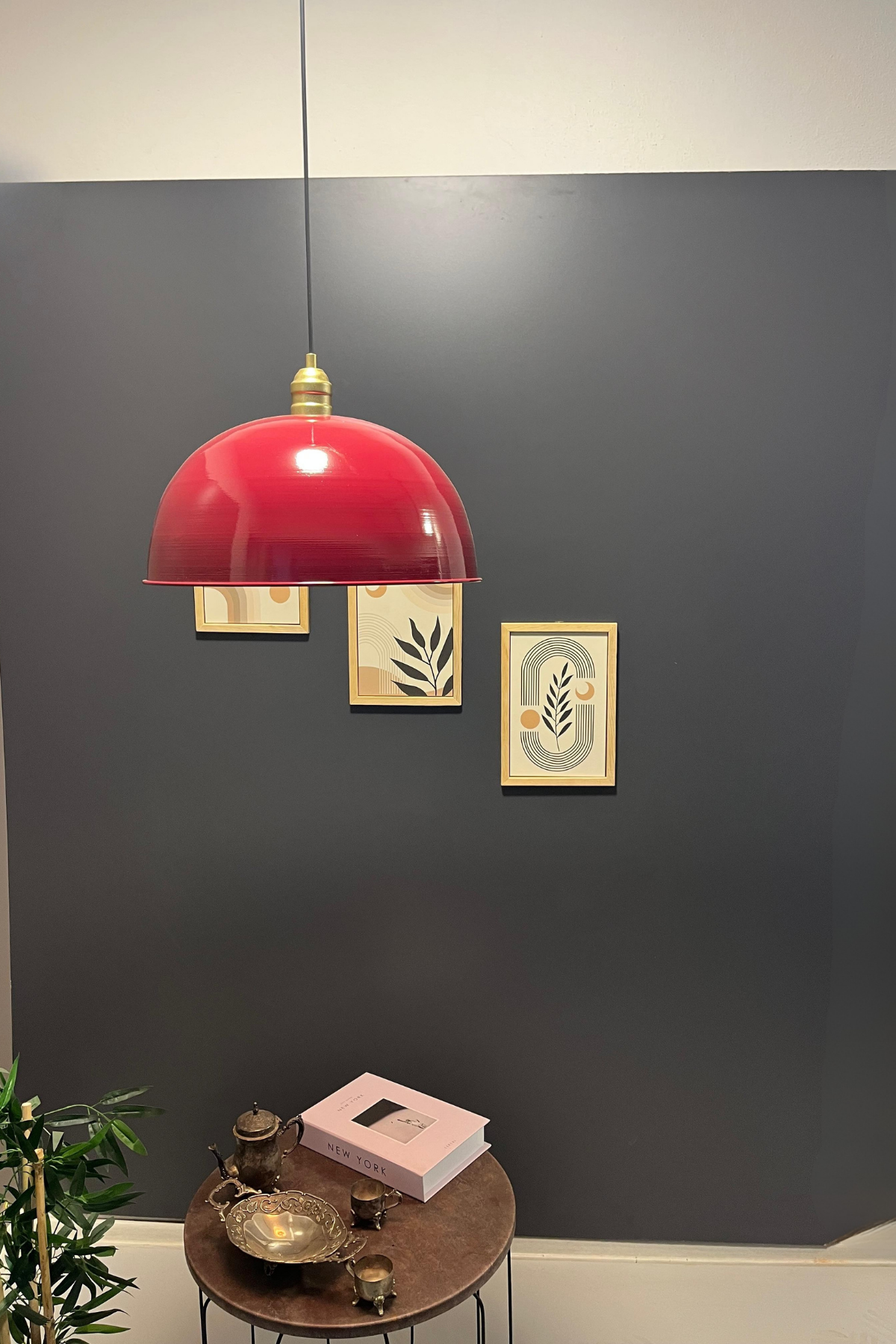 Luzarana Porto Metal Gövde Bordo Renkli Tekli Avize Sarkıt Salon Mutfak Ofis Cafe Butik Lamba Aydınlatma Avizeler