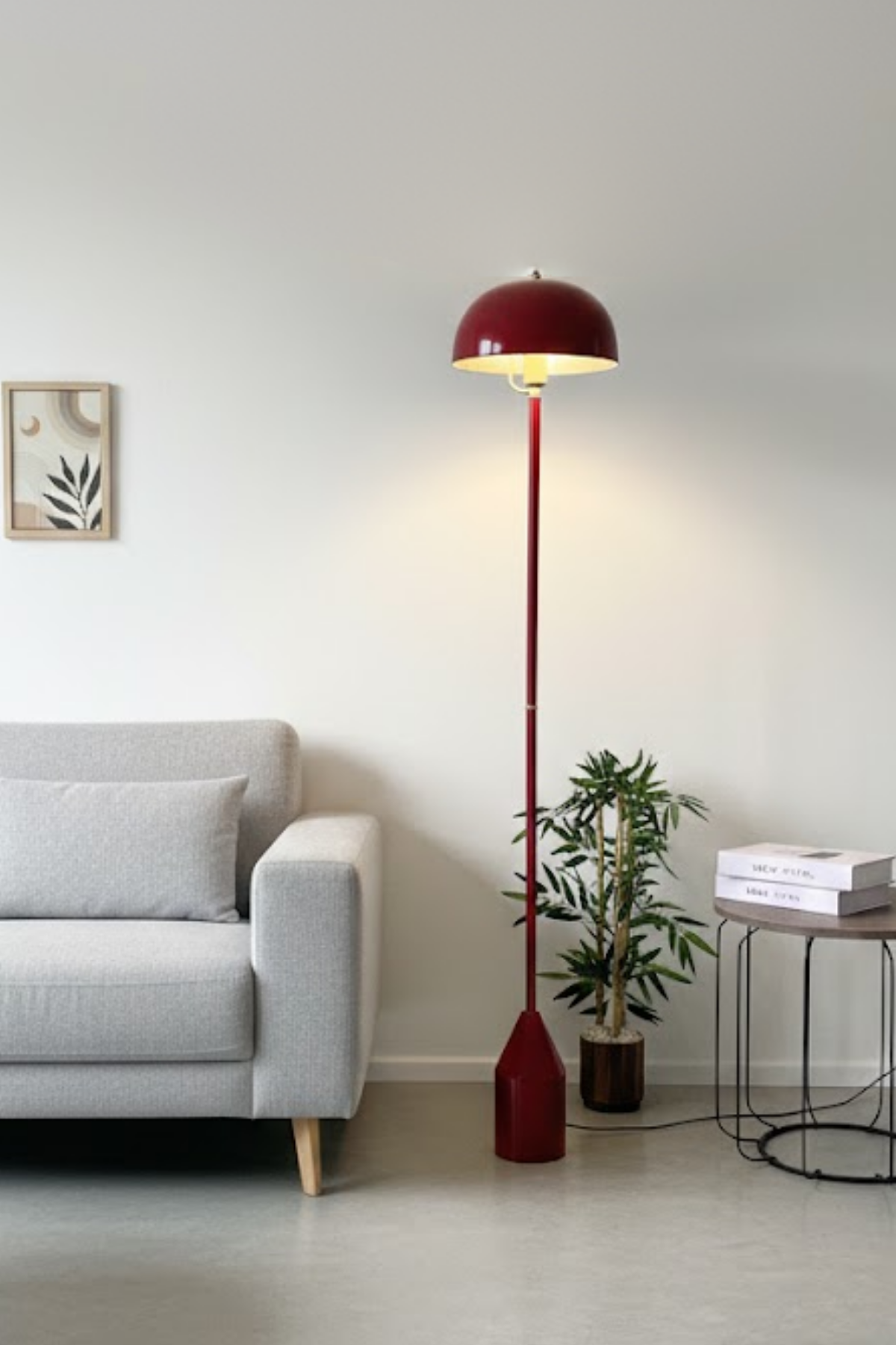 Toms Bordo Lambader  Modern Dekoratif Metal Tasarım Şık Yerden Aydınlatma Lambası