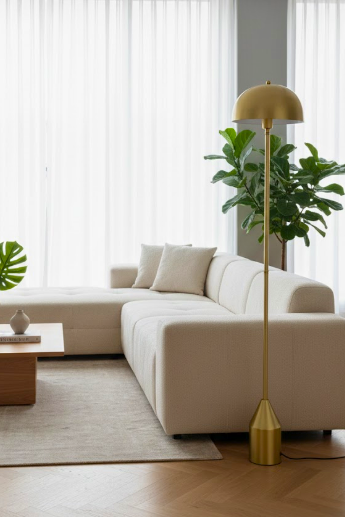 Toms Sarı Lambader  Modern Dekoratif Metal Tasarım Şık Yerden Aydınlatma Lambası