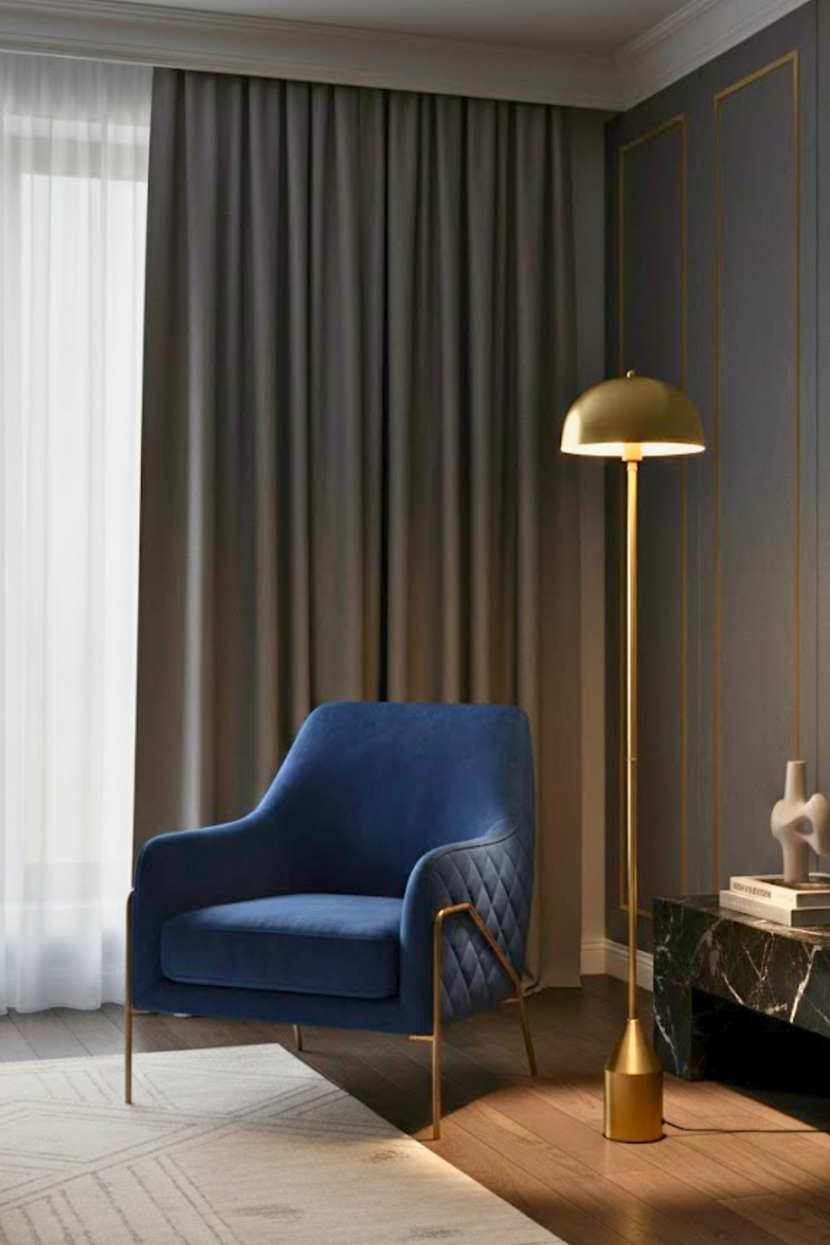 Toms Sarı Lambader  Modern Dekoratif Metal Tasarım Şık Yerden Aydınlatma Lambası