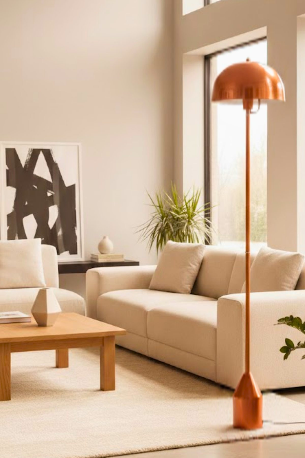 Toms Bakır Lambader  Modern Dekoratif Metal Tasarım Şık Yerden Aydınlatma Lambası