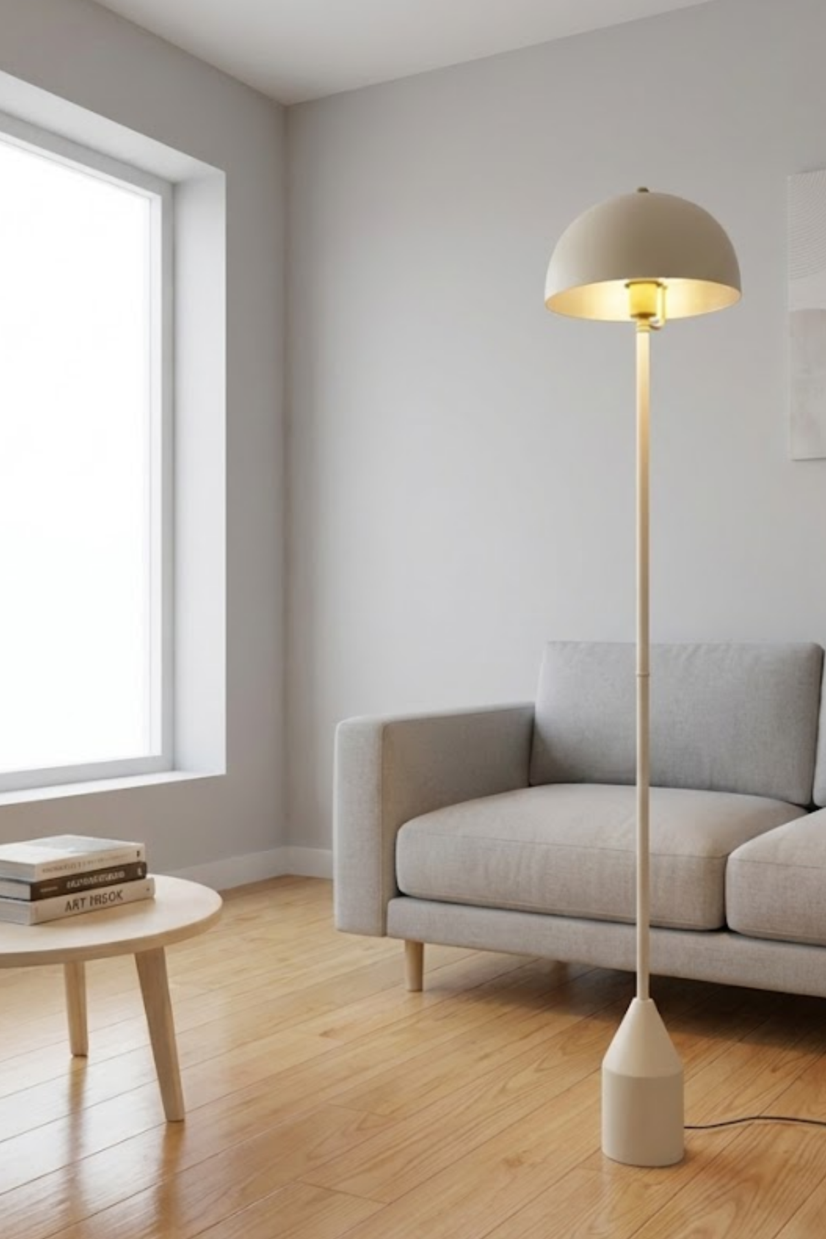 Toms Krem Lambader  Modern Dekoratif Metal Tasarım Şık Yerden Aydınlatma Lambası