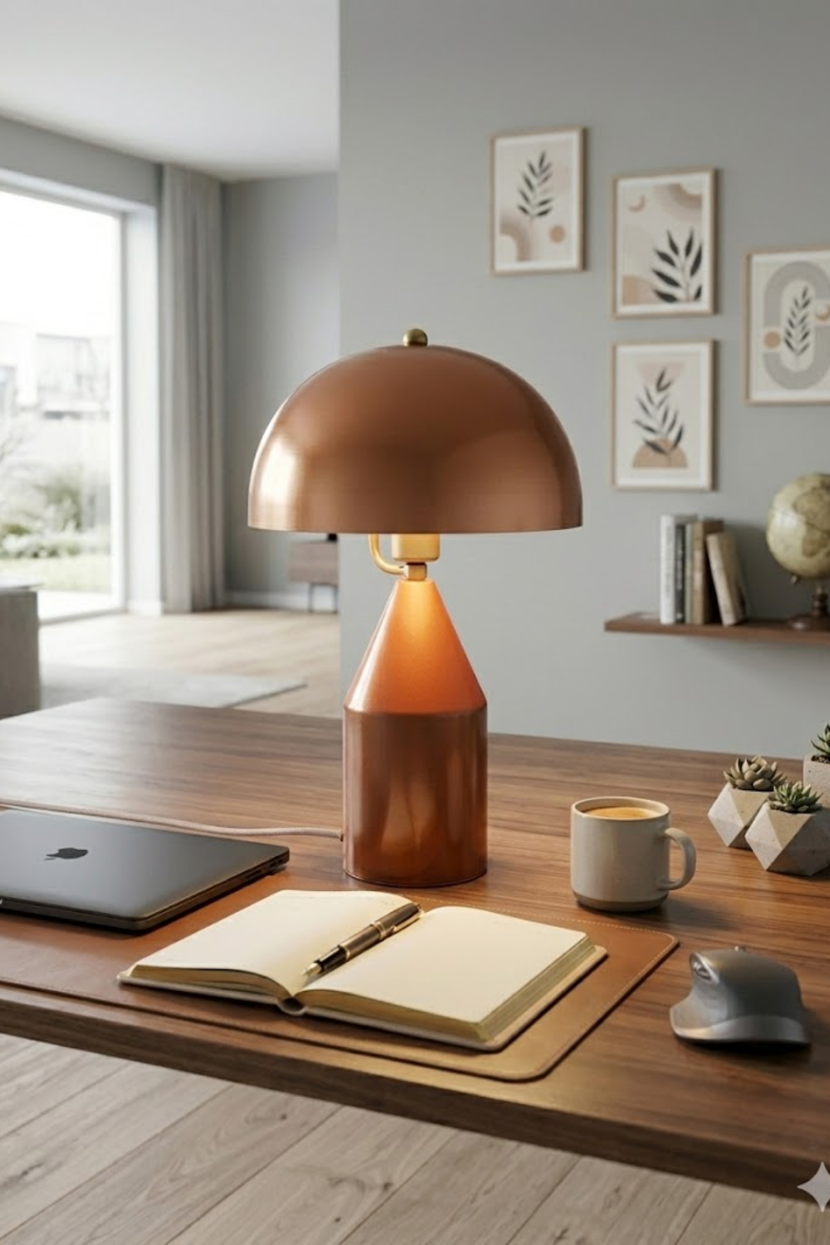 Toms Bakır Masa Lambası Modern Dekoratif Metal Tasarım Şık Aydınlatma