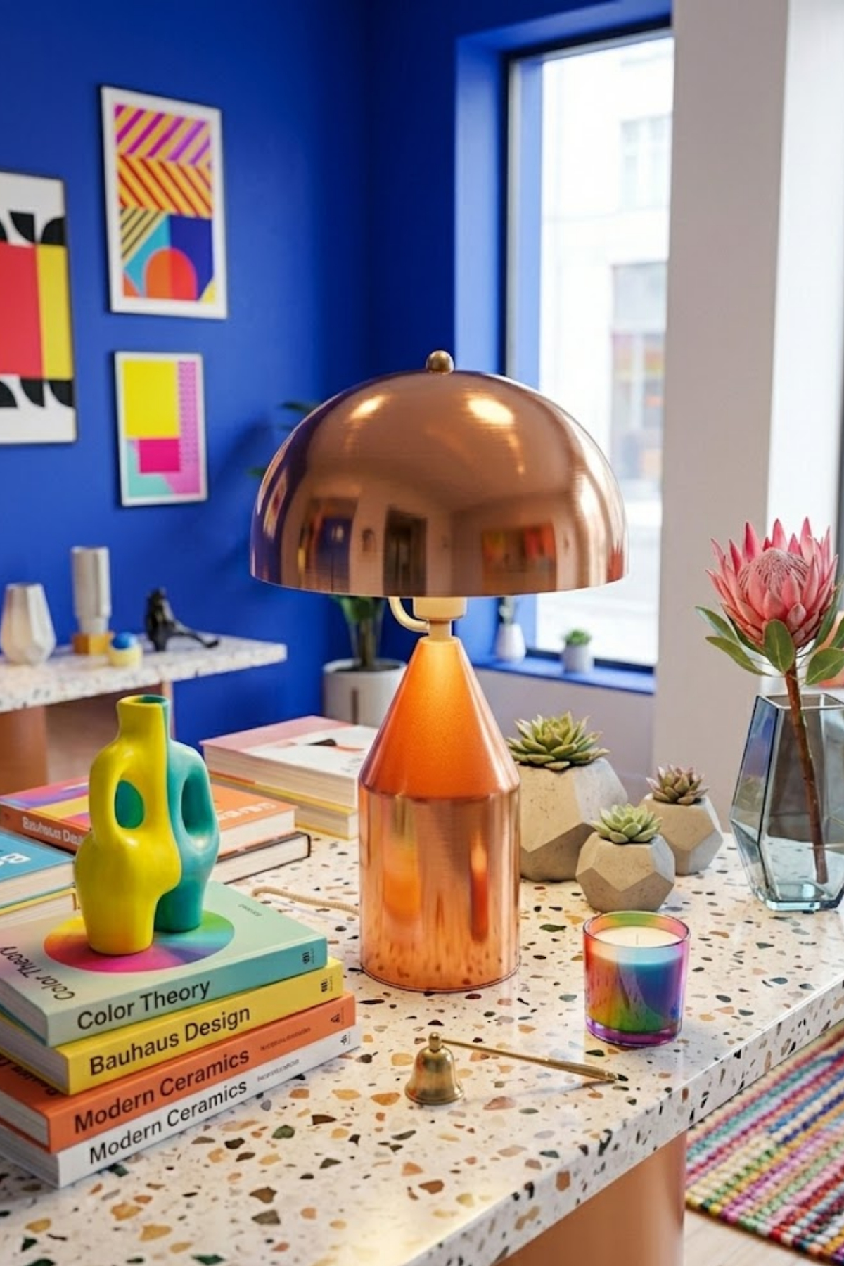 Toms Bakır Masa Lambası Modern Dekoratif Metal Tasarım Şık Aydınlatma