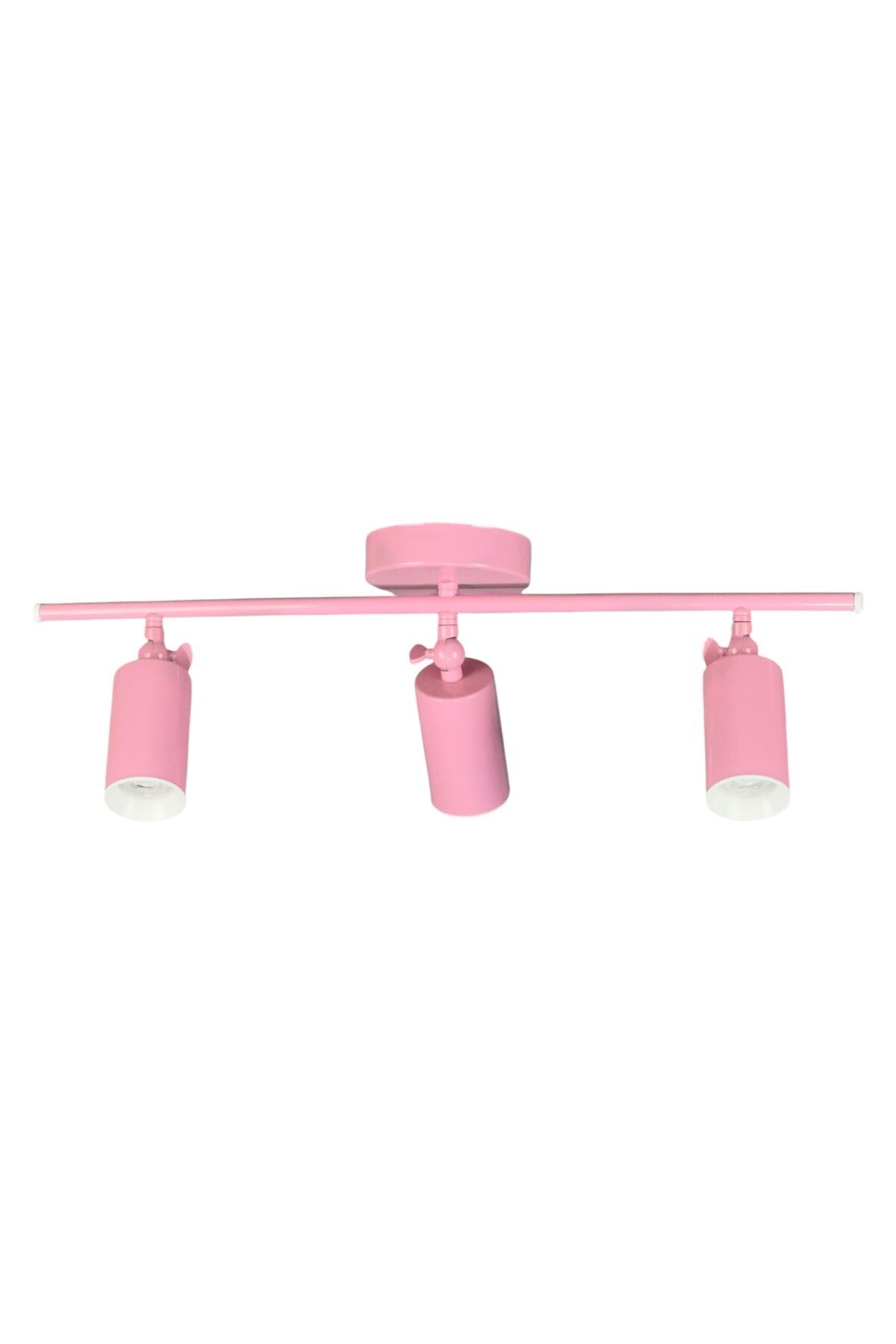 Spoti 3'Lü Pembe Renk (GÜN IŞIĞI) Modern Tasarım Salon - Mutfak - Banyo Spot Ledli Sıralı Avize
