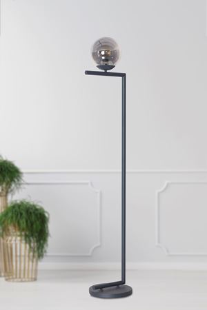 Casa Antrasit Metal Gövde Füme Camlı Tasarım Lüx Yerden Aydınlatma Lambader