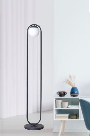 Zenga Antrasit Metal Gövde Beyaz Camlı Tasarım Lüx Yerden Aydınlatma Lambader