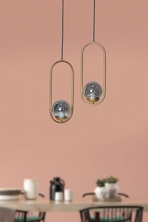 Zenga 2 li Sarı Metal Gövde Füme Camlı Tasarım Lüx  Avize