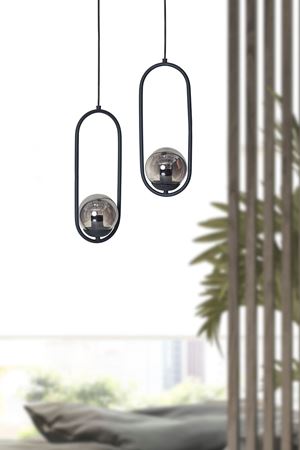 Zenga 2 li Antrasit Metal Gövde Füme Camlı Tasarım Lüx  Avize