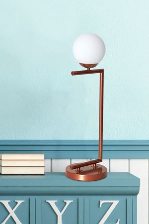 Casa Bakır Gövde Beyaz Camlı Tasarım Lüx Masa Lambası