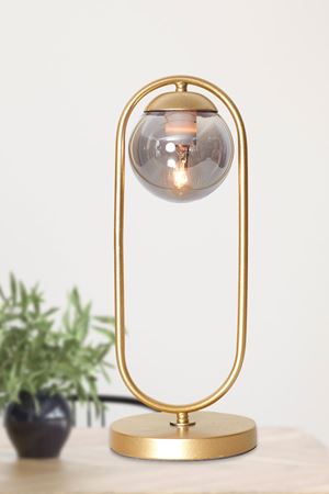 Zenga Sarı Metal Gövde Füme Camlı Tasarım Lüks Masa Lambası