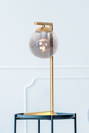 Linda Sarı Metal Gövde Füme Camlı Tasarım Lüx Masa Lambası