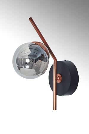 Elit Bakır Siyah Metal Gövde Füme Camlı Tasarım Lüx Dikey Aplik