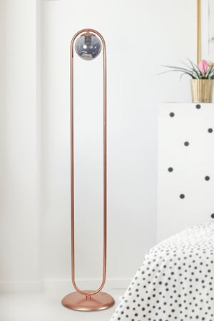 Zenga Bakır Metal Gövde Füme Camlı Tasarım Lüx Yerden Aydınlatma Lambader