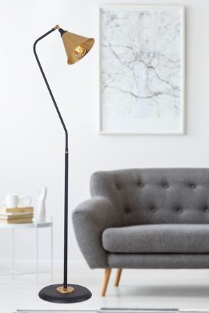 Kapo Sarı -Siyah Metal Gövde Tasarım Lüx Yerden Aydınlatma Lambader