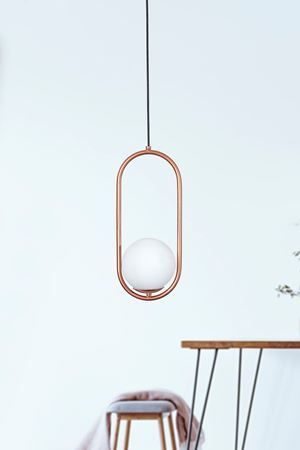 Zenga Tekli Bakır Metal Gövde Beyaz Camlı Tasarım Lüx Sarkıt Avize