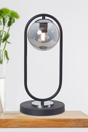 Zenga Siyah-Krom Metal Gövde Füme Camlı Tasarım Lüx Masa Lambası