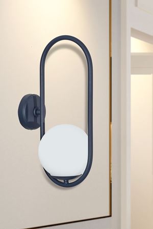 Zenga Antrasit Metal Gövde Beyaz Camlı Tasarım  Lüx Aplik