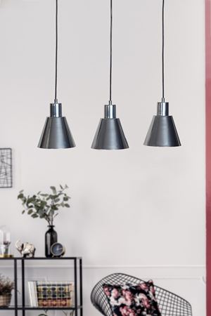 Alfa  3 Lü Krom-Siyah Metal Gövde  Tasarım Lüx  Sıralı Avize