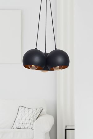 Luna 3 Lü Siyah Metal Gövde  Tasarım Lüx  Sarkıt Avize