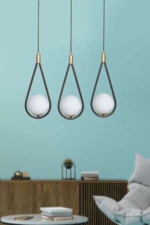 Siena  3 Lü Sarı-Eskitme Metal Gövde Beyaz Camlı  Tasarım Lüx  Sıralı Avize