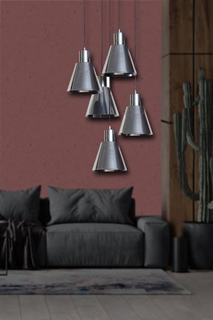 Alfa 5 Li  Krom-Siyah Metal Gövde  Tasarım Lüx  Sarkıt Avize