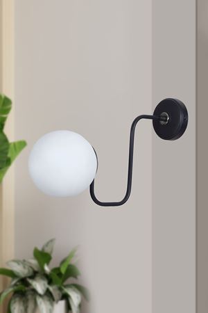 Belize Krom-Siyah Metal Gövde Beyaz Camlı Tasarım Lüx Aplik