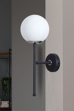 Olimpo Krom-Siyah Metal Gövde Beyaz Camlı Tasarım Lüx Aplik