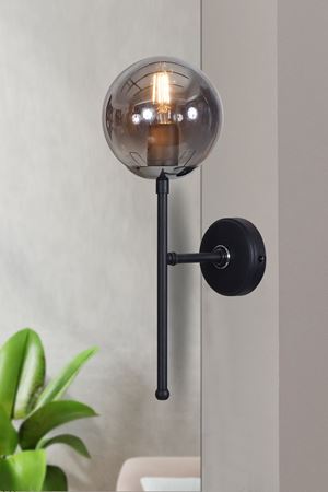 Olimpo Krom-Siyah Metal Gövde Füme Camlı Tasarım Lüx Aplik