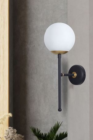 Olimpo Sarı-Siyah Metal Gövde Beyaz Camlı Tasarım Lüx Aplik