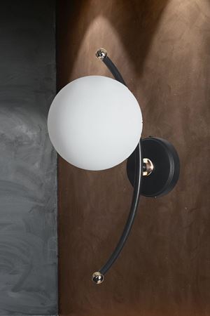 Nora Siyah-Gold  Metal Gövde Beyaz Camlı Tasarım  Lüx Aplik