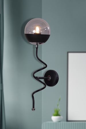 Stella Krom-Siyah Metal Gövde Füme Camlı  Tasarım Lüx  Aplik