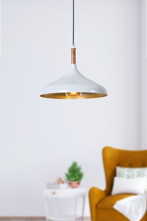 Ufo Tekli  Beyaz Metal Sarkıt Avize Ahşap Parçalı