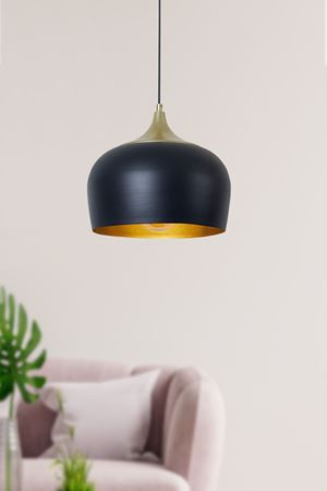 Voyage Siyah Sarı Tekli Metal Sarkıt Avize