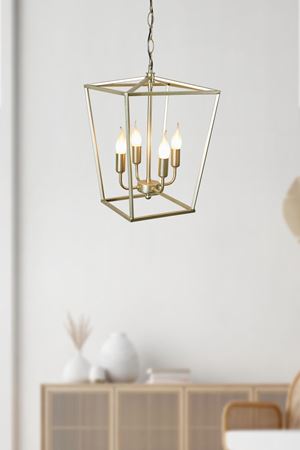 Cage Sarı Metal Gövde Rustik Tasarım Lüx   Avize