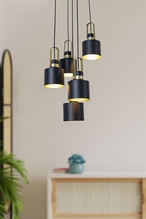 Vega 5 Li Siyah Sarı  Metal Gövde  Tasarım Lüx Avize