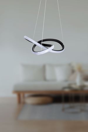 Saturn Siyah Kasa Beyaz Ledli  Modern Lüx Sarkıt Avize