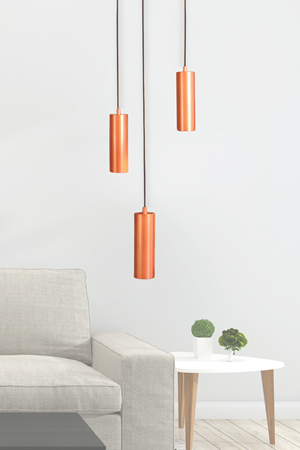 Bella Avize Modern Metal 3’lü  Sarkıt Bakır-Siyah Gövde  Ampüllü Tasarım Lüks Avize Aydınlatma